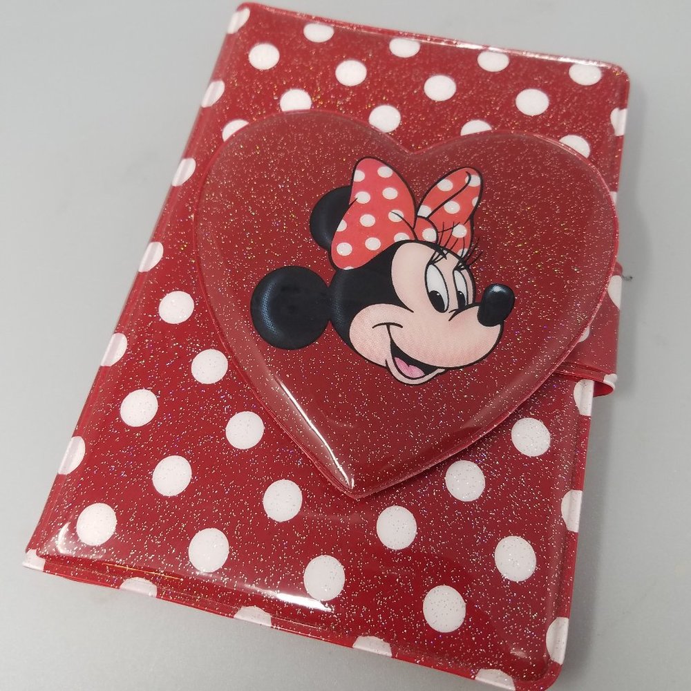 NWOT Vtg 90  Disney Red Heart Polka Dot Minnie Notebook Pad/Journal/Diary-Video